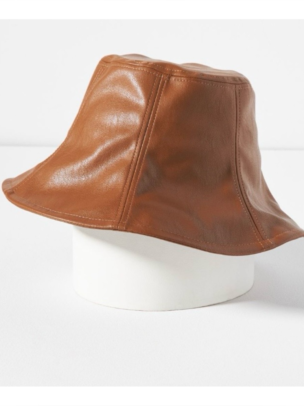 NWOT Anthropologie Wyeth Freddie Faux Leather Bucket Hat in Camel